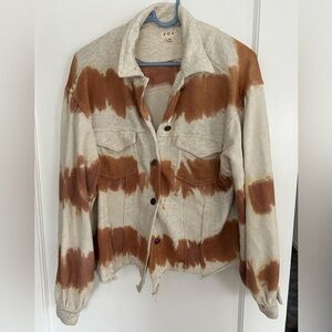 Pol shacket in brown and white tie dye